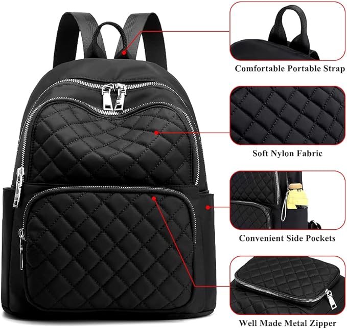 black nylon backpack purse