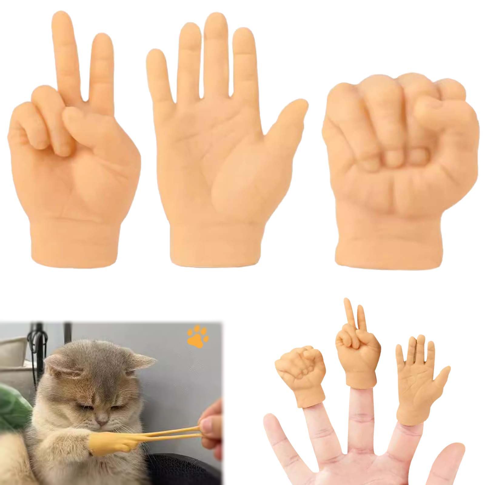 Amazon.co.jp: PAVIKE 指人形 手 猫の手 指サック 手の形 おもちゃ 手