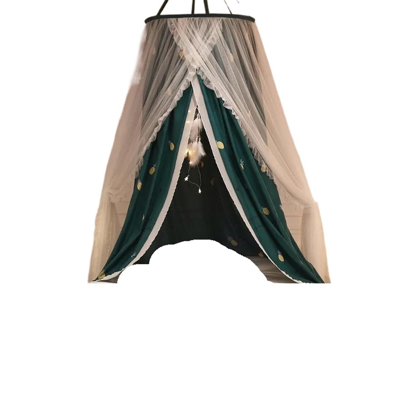 LSNNMU Folded Bed Canopy Mosquito Net For Girl Women Bedding Romantic Yarn 2 Layers Round Dome Tent Curtain Room Decor For Bed(Green)