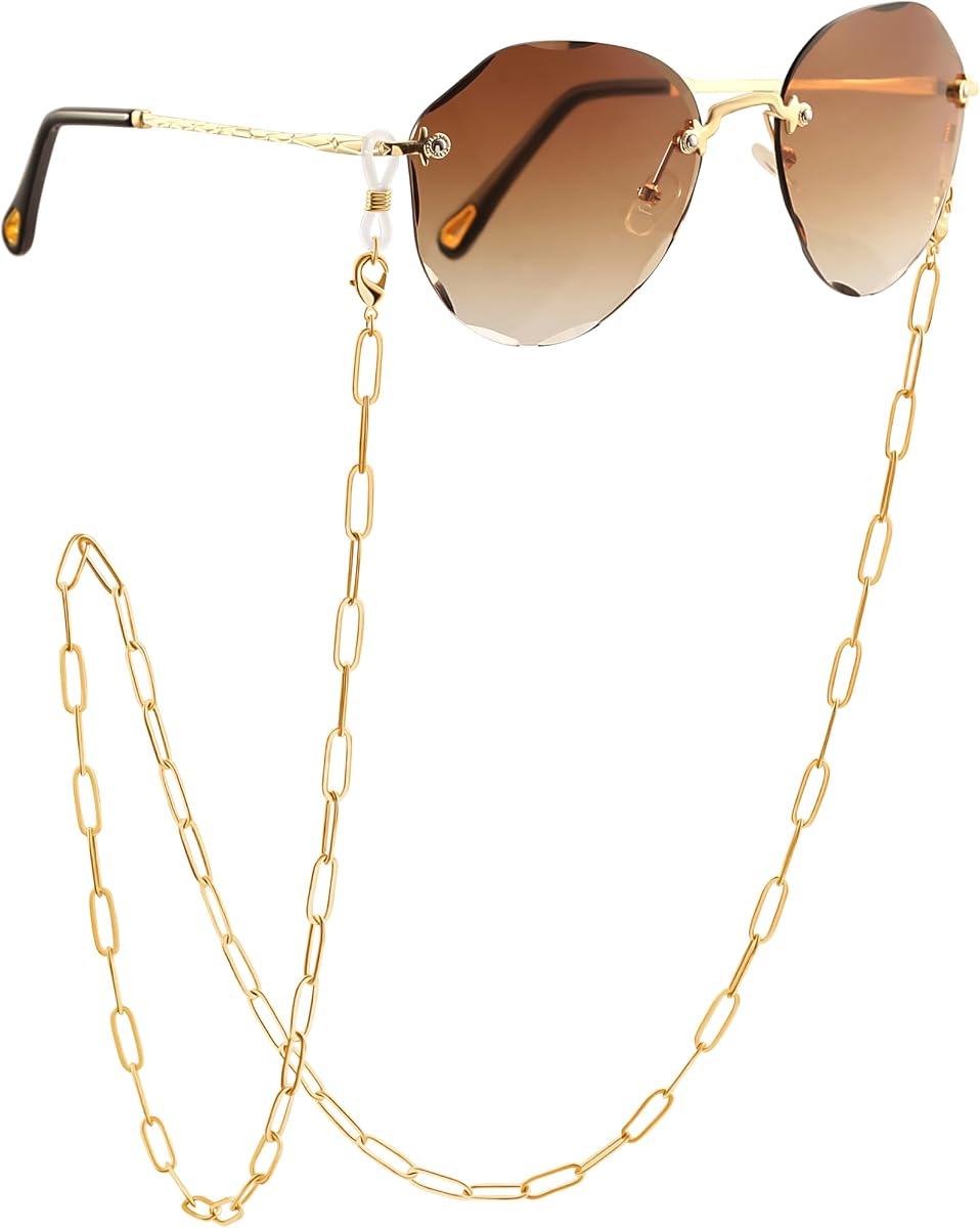 Cadena para gafas chapada en oro de 18 quilates, soporte para correa, retenedor para gafas de lectura