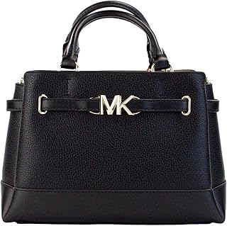 Michael Kors Reed - Bolso cruzado pequeño con cremallera central y cinturón, cuero negro, Negro -