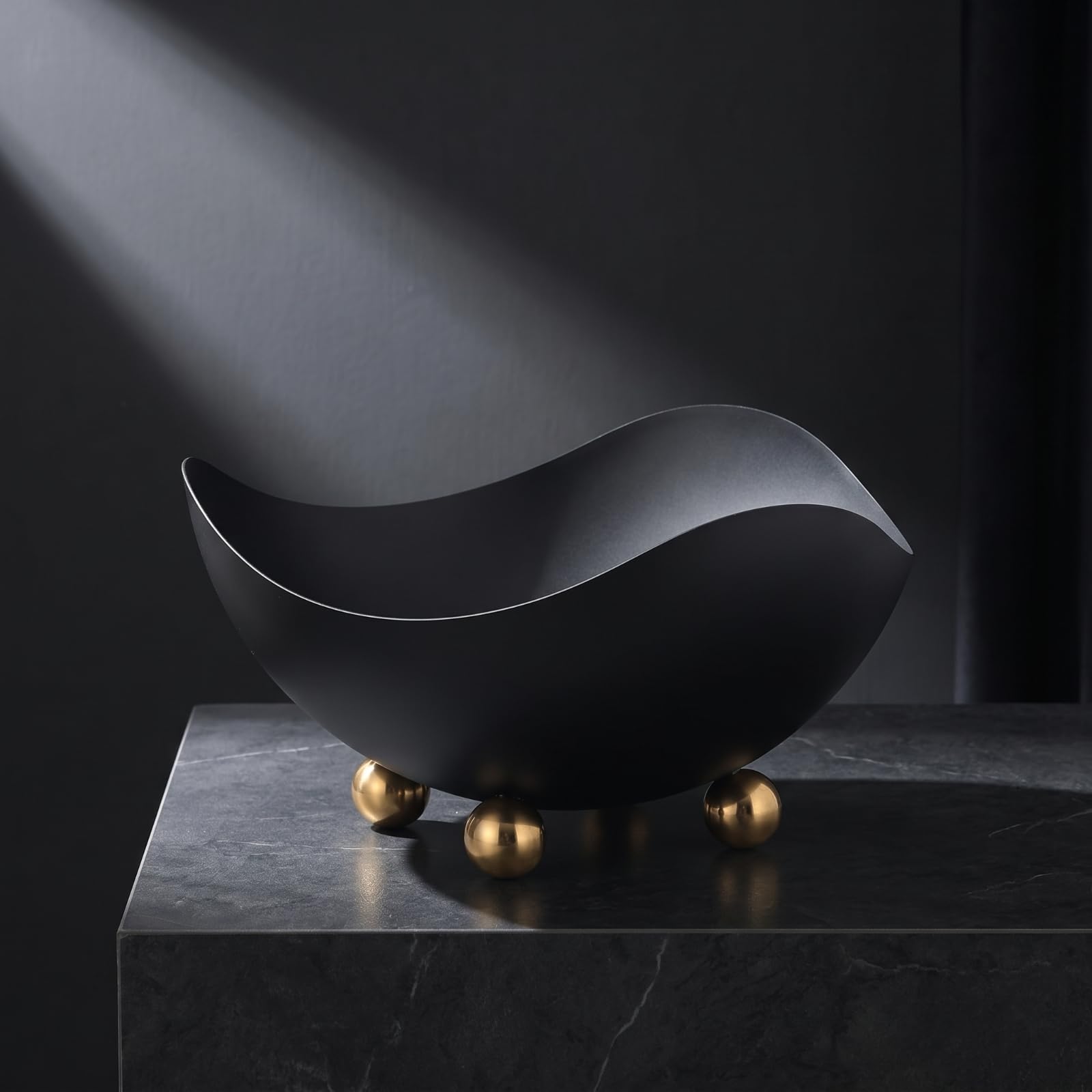 Ensalara con Patas Elegante Acero Inoxidable Recipientes para Buffet, Negro, Grande