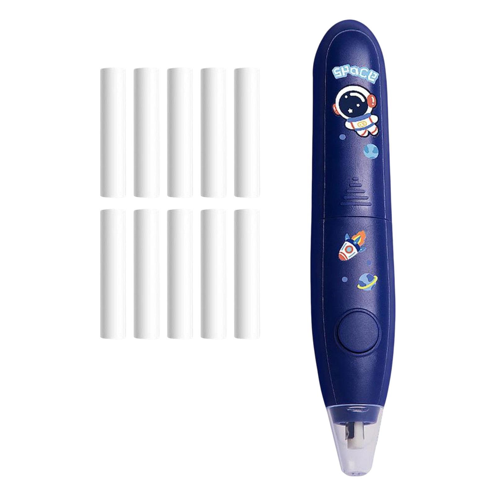 Lot de 10 gommes électriques avec 10 recharges pour projet artistique, écriture, bureau, bleu foncé, 14,3 cm