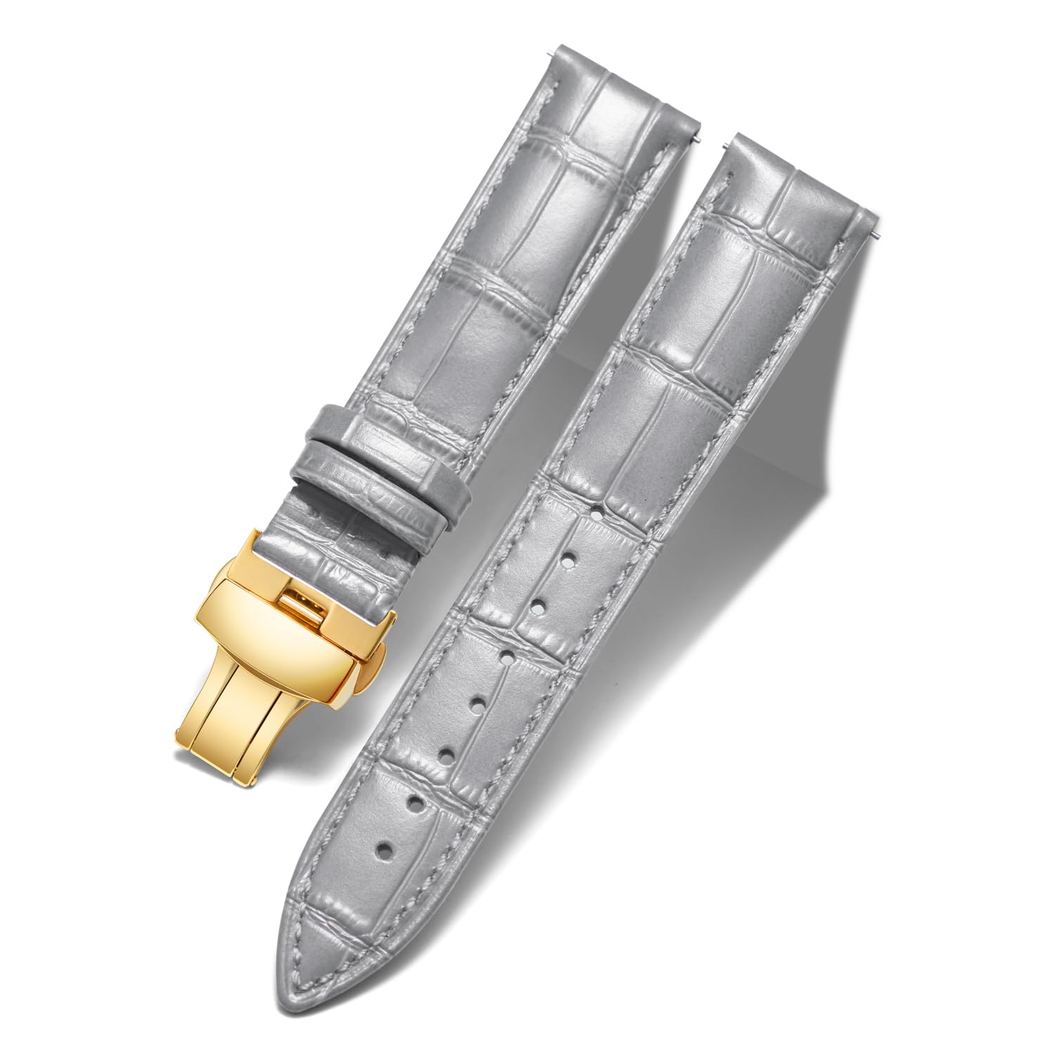 BINLUN Leather Watch Bands Replacement Alligator Pattern Watch Strap for Men Women with Silver/Gold/Rose Gold Butterfly Deployment Buckle 12mm 13mm 14mm 16mm 17mm 18mm 19mm 20mm 21mm 22mm 23mm 24mm — view 19