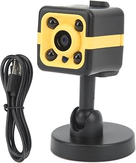 Sports Action Camera HD 1080P Night Vision Camera Maximum Support 256GB with 360° Rotate Bracket Black Yellow for Home