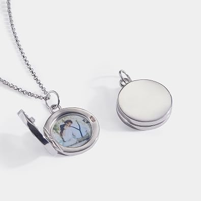 PERIMADE Locket Necklace Customize Picture Pendant for Women, Personalized Little Prince Locket that Holds Photo, Custom Engraving Text Memorial Charm Necklace Birthday Christmas Jewelry Gift