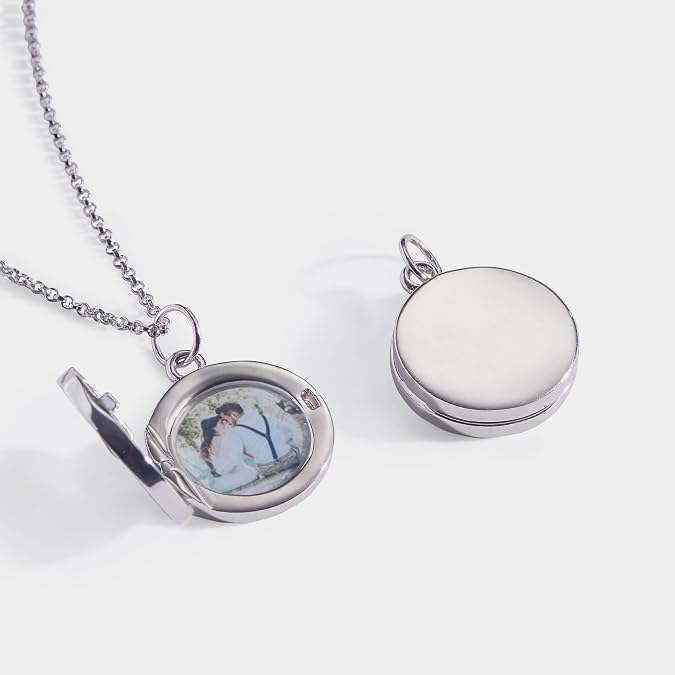 PERIMADE Locket Necklace Customize Picture Pendant for Women, Personalized Little Prince Locket that Holds Photo, Custom Engraving Text Memorial Charm Necklace Birthday Christmas Jewelry Gift