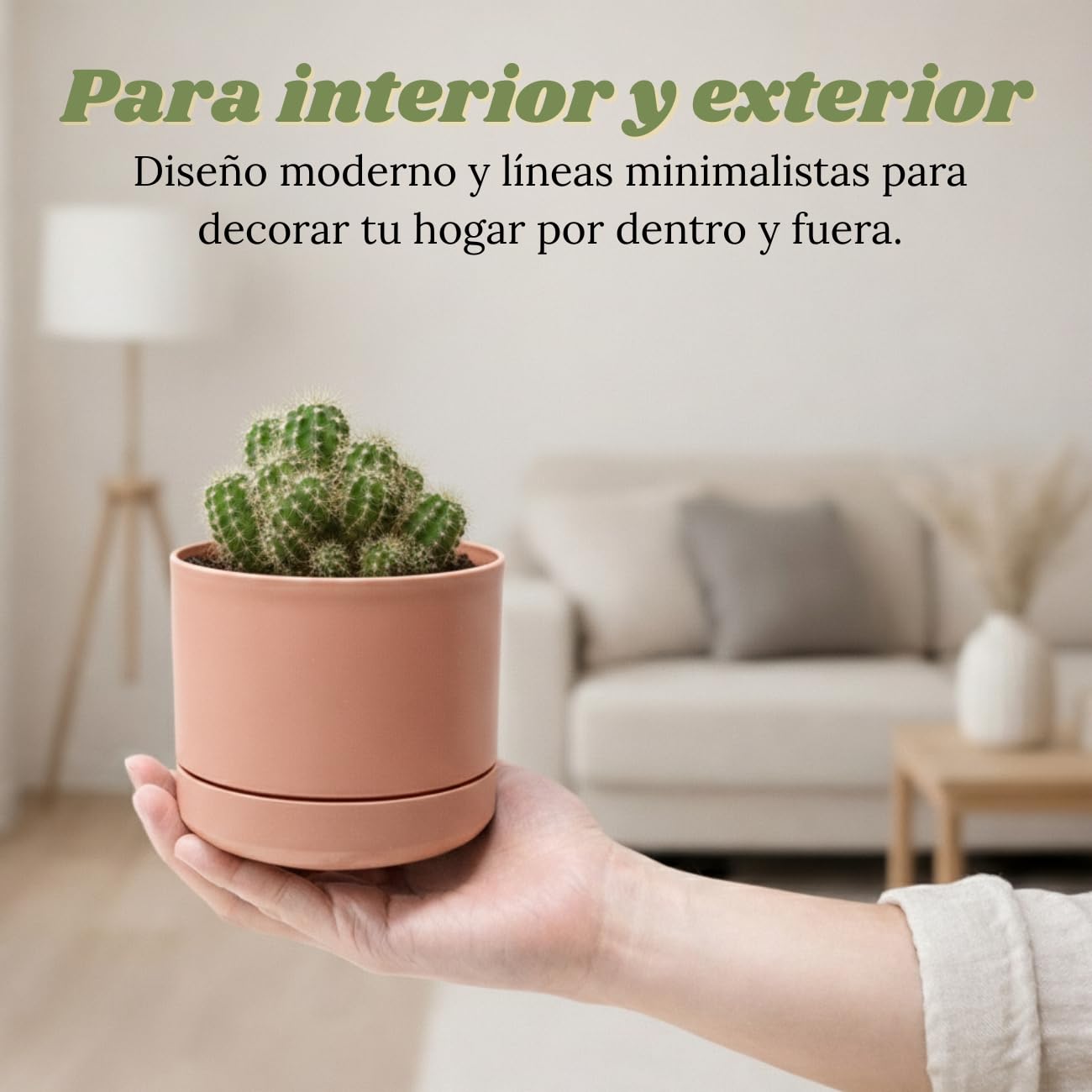 Mini Macetas Plástico Plato Incorporado 10,5cm, Pack 12 Maceteros para Cactus y Suculentas, Tiestos para Plantas Interior, Macetas Pequeñas Decorativas Modernas (12 x Pastel 10,5cm) — view 5