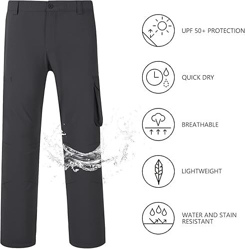 Miniatura 3 de BASSDASH Pantalones cargo de pesca para hombre, resistentes al agua, de secado rápido, ligeros, UPF 50+ para senderismo al aire libre, pantalones de
