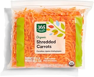 365 by Whole Foods Market Organic Shredded Carrots 10 oz - Fresh Crisp Pre-Shredded for Salads Snacks Baking