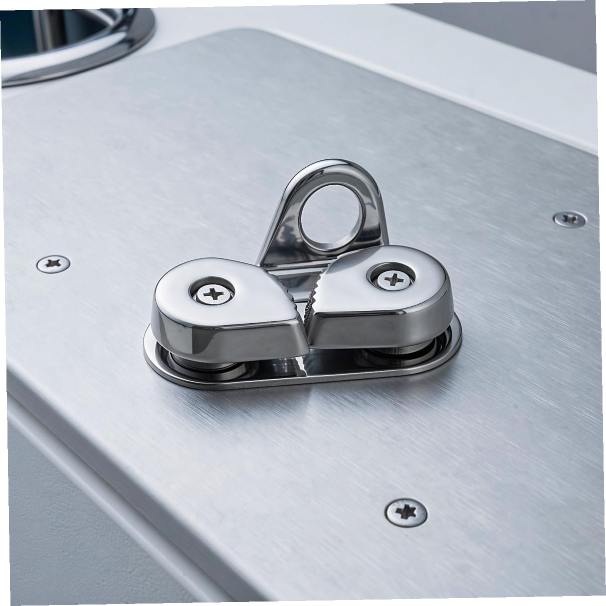 SHINEOFI 2 Pezzi Clam Cleat a Camma per Corda per Yacht e Vele in Acciaio | Guida Filo, Due Viti Autofilettanti Incluse, Argento, per Equipaggio su Imbarcazioni