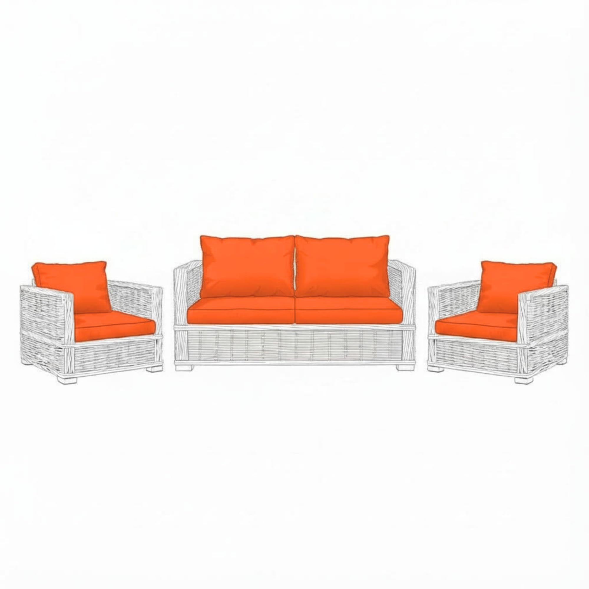 Kosiproducts Replacement Rattan Cushion Seat Cushions Garden Patio Furniture [Orange, 4 Seats + 4 Cushions] - Furntiure Not Included