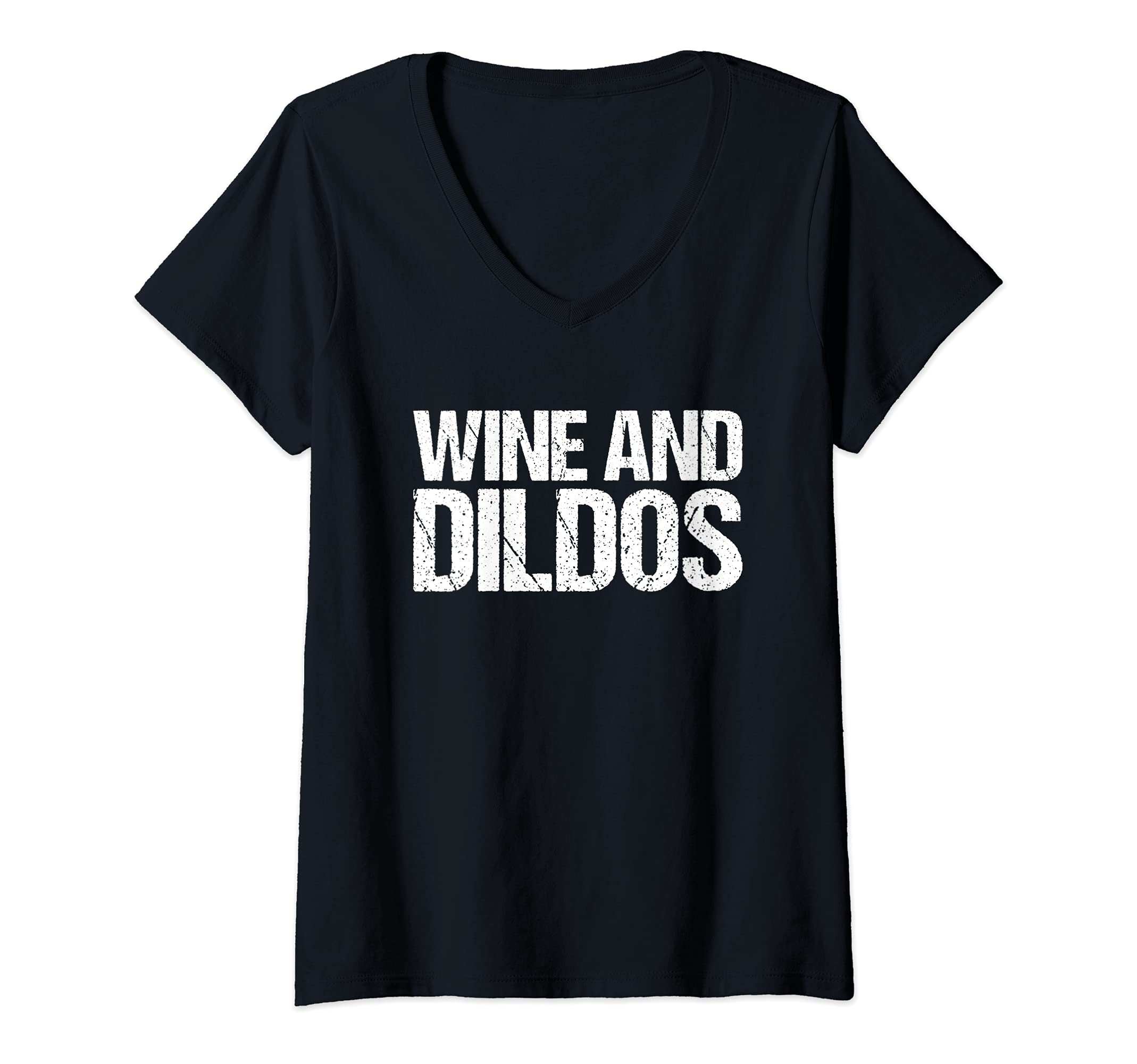Womens Wine and Dildos V-Neck T-Shirt