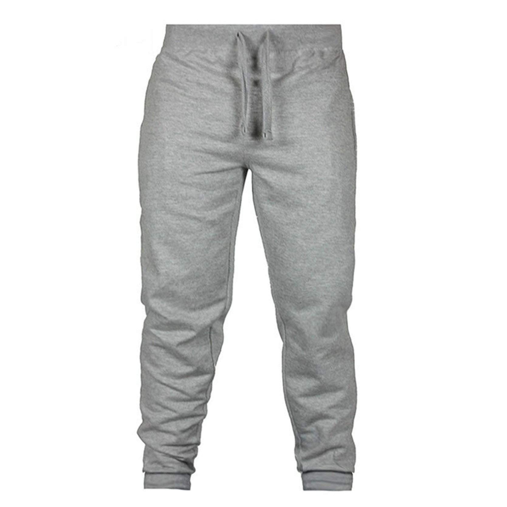 Men's Slim Sweatpants with Pockets Casual Jogger Pants Drawstring Gym Workout Athletic Training Cotton Trousers