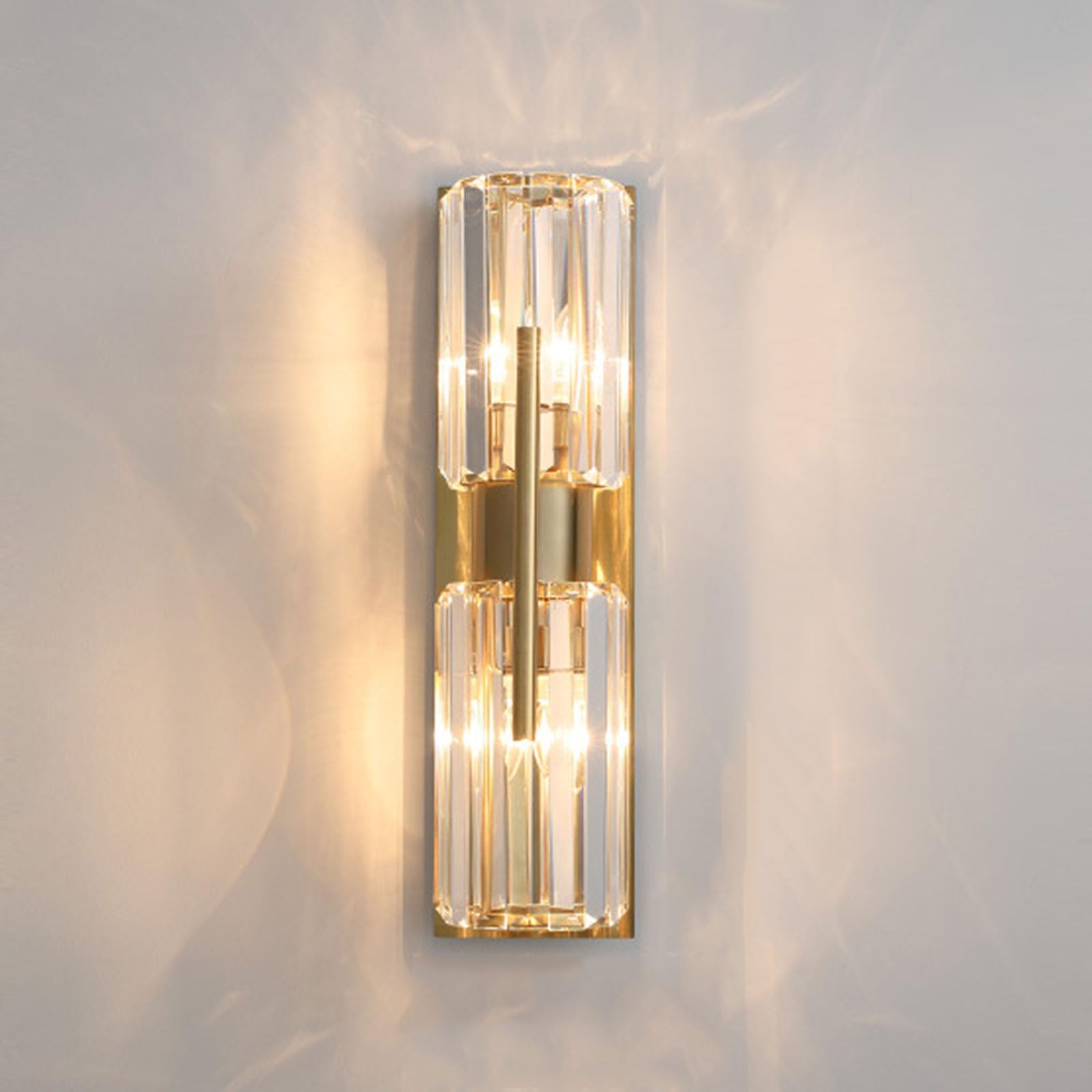 AWEITG E14 Crystal Wall Sconce - Elegant Indoor Lighting for Living Room, Bedroom, and More(Gold A-2)