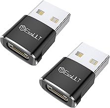 EasyULT USB C Adapter (Pack of 2), USB to Type C Adapter, Type C Female to USB-A for iPhone 16/15/14/13/12, iPad Mini/Air, Samsung Galaxy S25 A55 Ultra and Other Smartphones & Tablets (Black)
