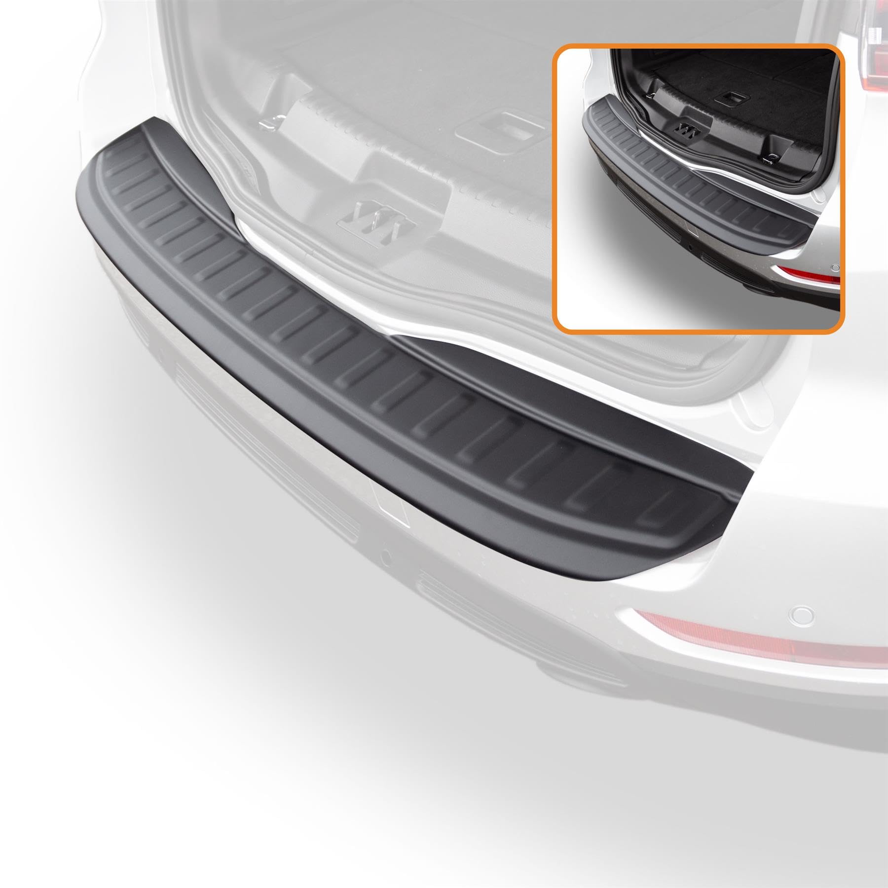 Travall Car Trunk Bumper Protector Compatible with Ford S-Max (2015-2023) - Vehicle-Specific Black Smooth Plastic Bumper Protection Against Scuffs and Scratches