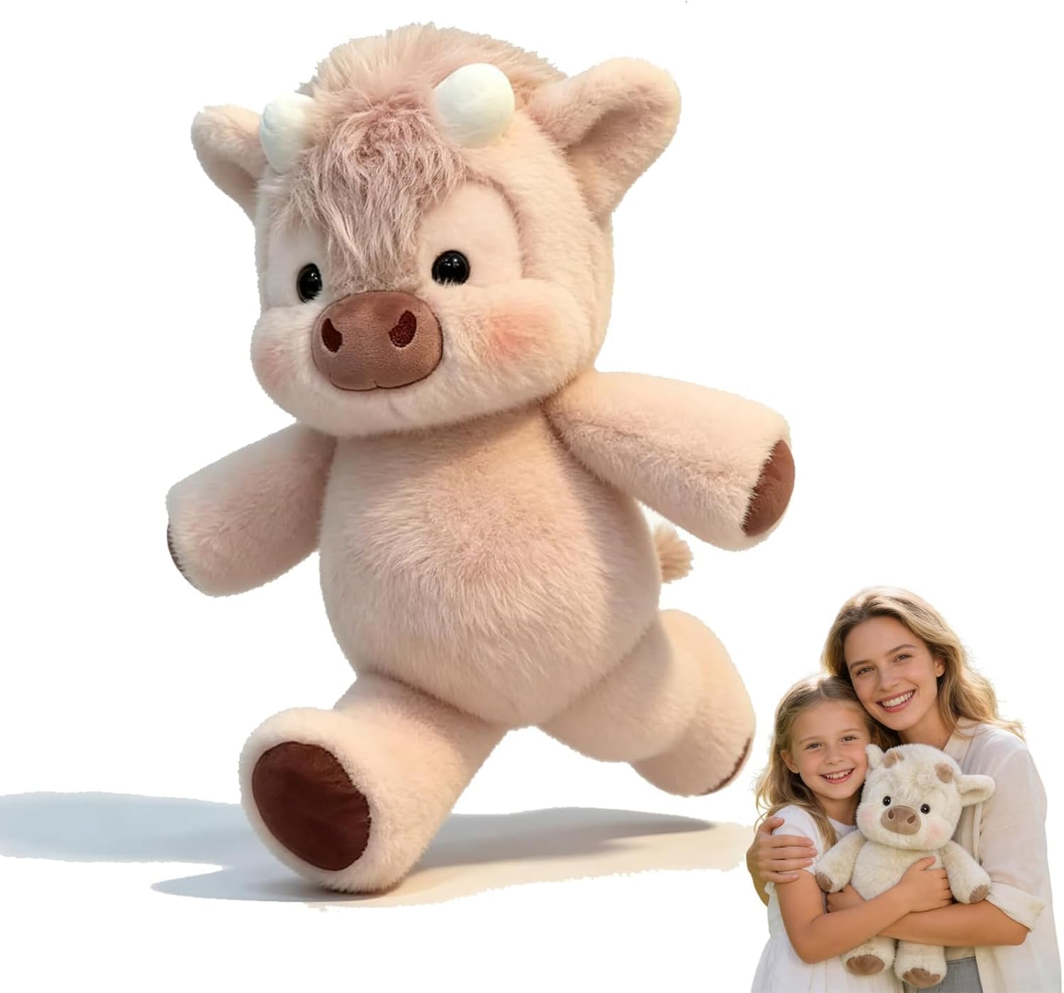 Peluche Mucca Che Corre 45cm – Morbido Cucciolo di Mucca di Peluche, Regalo di Compleanno per Bambini Ragazze Ragazzi Adulti, Decorazione & Compagno Coccoloso, Peluche Highland Carina