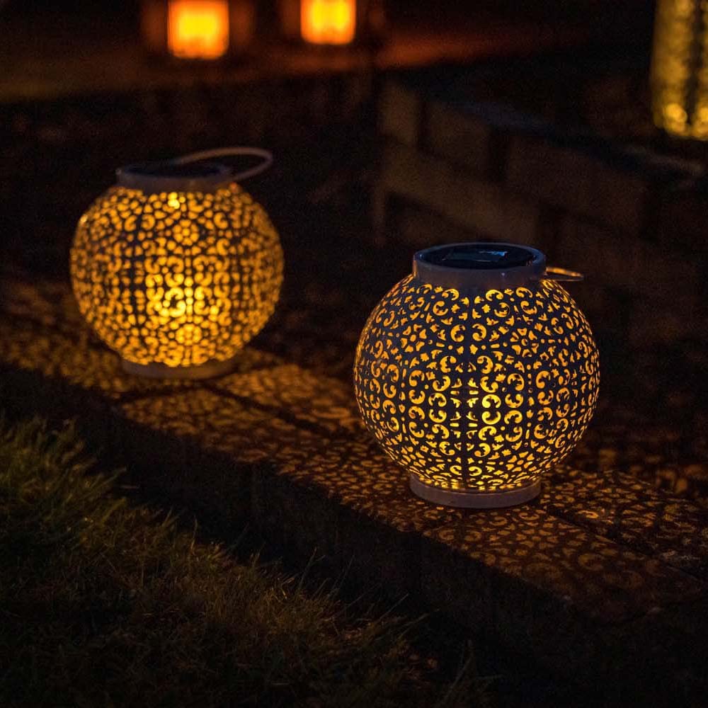 MiniSun | Solar Powered White Sphere Hanging Lanterns | Lanterns, Home Décor & Improvement Essential | Set of 2