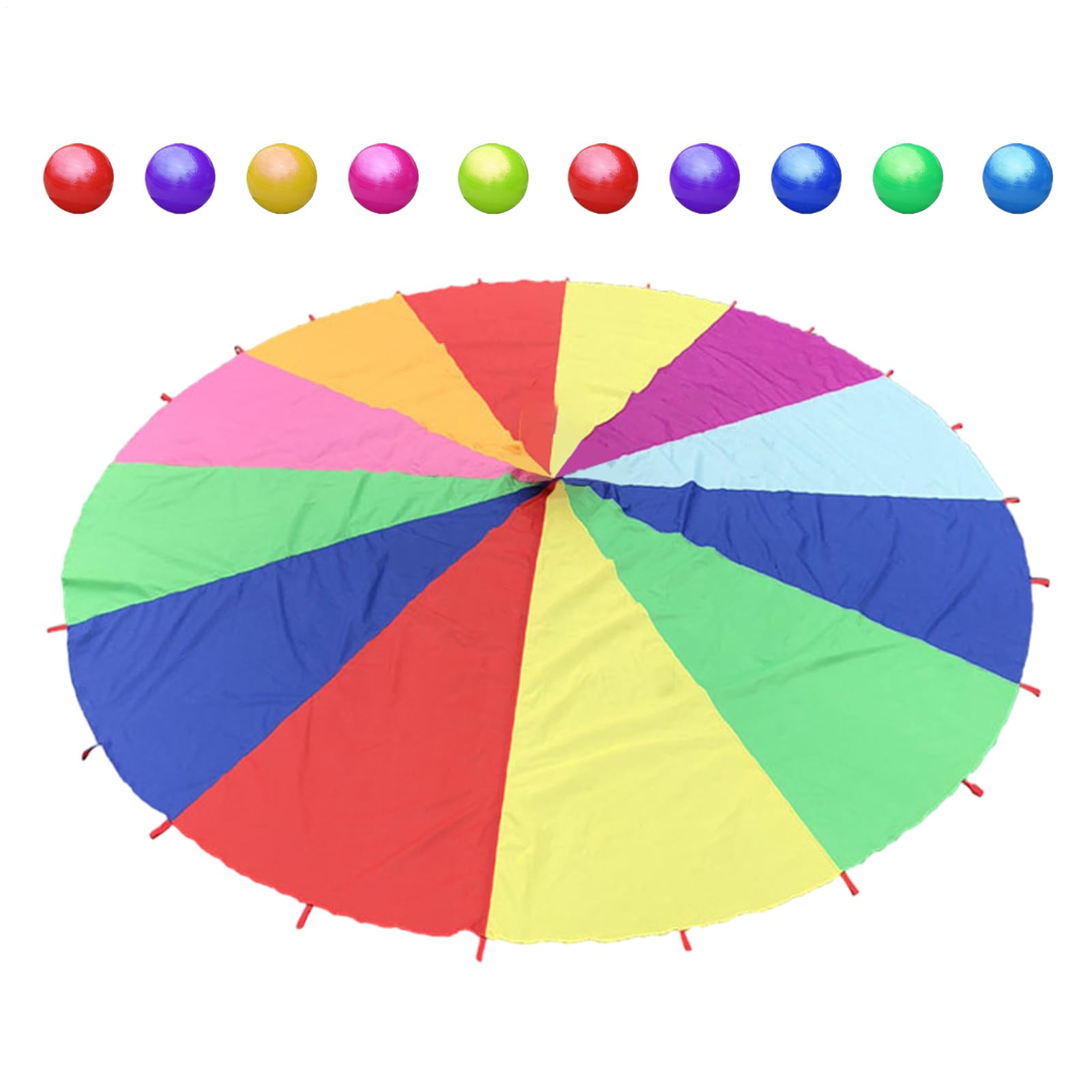 Kids Parachute - Cooperative Group Juego De, Juego De Paracaídas Multicolor con Pelotas | De Paracaídas De Gimnasia De 6 Pies, Actividades De Coordinación De Trabajo En Equipo De