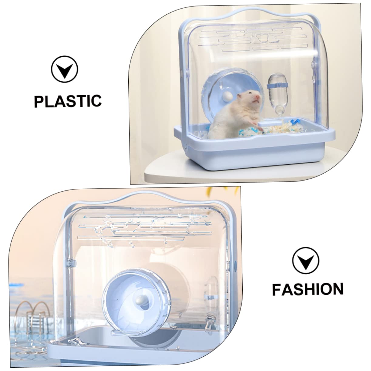 POPETPOP Jaula Portátil de Plástico Azul para Hámsters y Animales Pequeños, Fácil de Transportar, Adecuado para Viajes y Actividades al Aire Libre