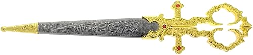 Miniatura 3 de Fantasy Edge - Cuchillo de tijera medieval renacentista de 10 14 pulgadas en oro, para el hogar, camping y cosplay renacentista