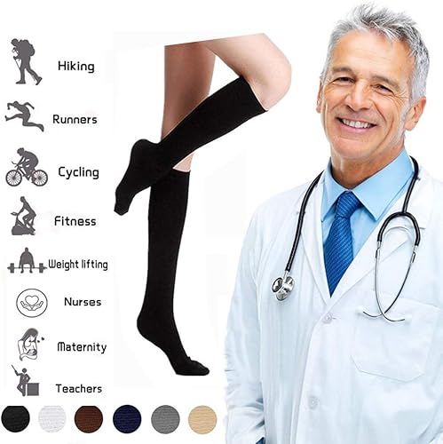 Miniatura 5 de Calcetines unisex de compresión graduada de cobre para mejorar la circulación, 8 pares de 15-20mmHg de compresión, para correr, atletismo y ciclismo