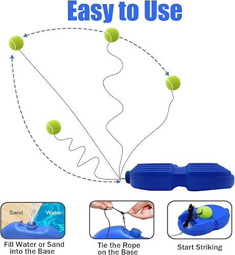 Miniatura 4 de Magicorange Pelota de rebote de entrenamiento de tenis con 6 bolas de cuerda, equipo de entrenamiento de tenis solo para entrenamiento de práctica