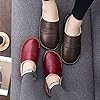 Nwarmsouth Men's House Slippers Warm Cozy,Winter leather slippers, non-slip warm wool shoes-rose red_UK4.5-UK5,Men's Comfort Slippers House Shoes #2