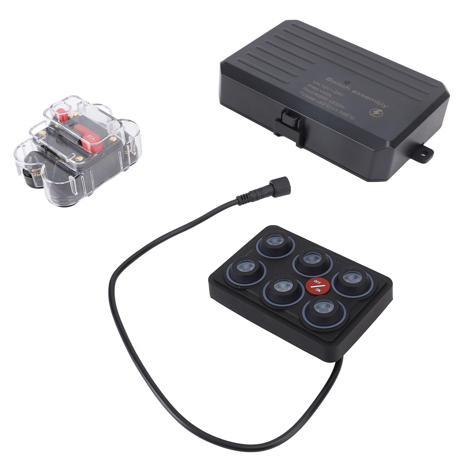 Panneau de Commutation 12 V 24 V 6 Gangs Kit RVB Boîte de Système de Relais de Circuit Multifonctionnel Panneau de Commutation Automobile pour Camions SUV UTV Aluminium moulé Sous Pression