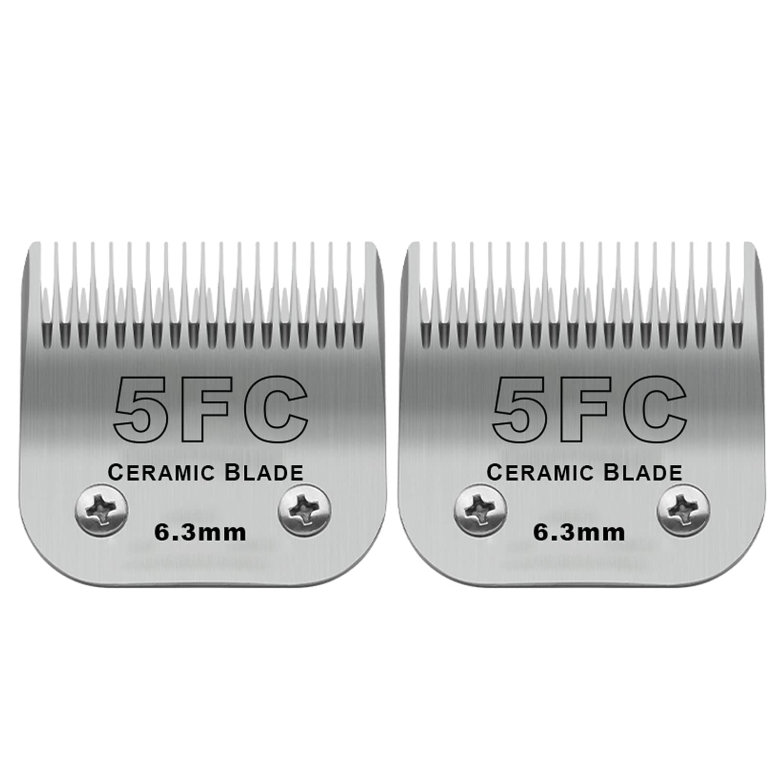 2 Pack Detachable Pet Dog Grooming Clipper Ceramic Blades,Compatible with Andis Size 5FC 1/4”(6.3mm) Cut Length (64122), Most Oster A5, Wahl KM Series Clippers