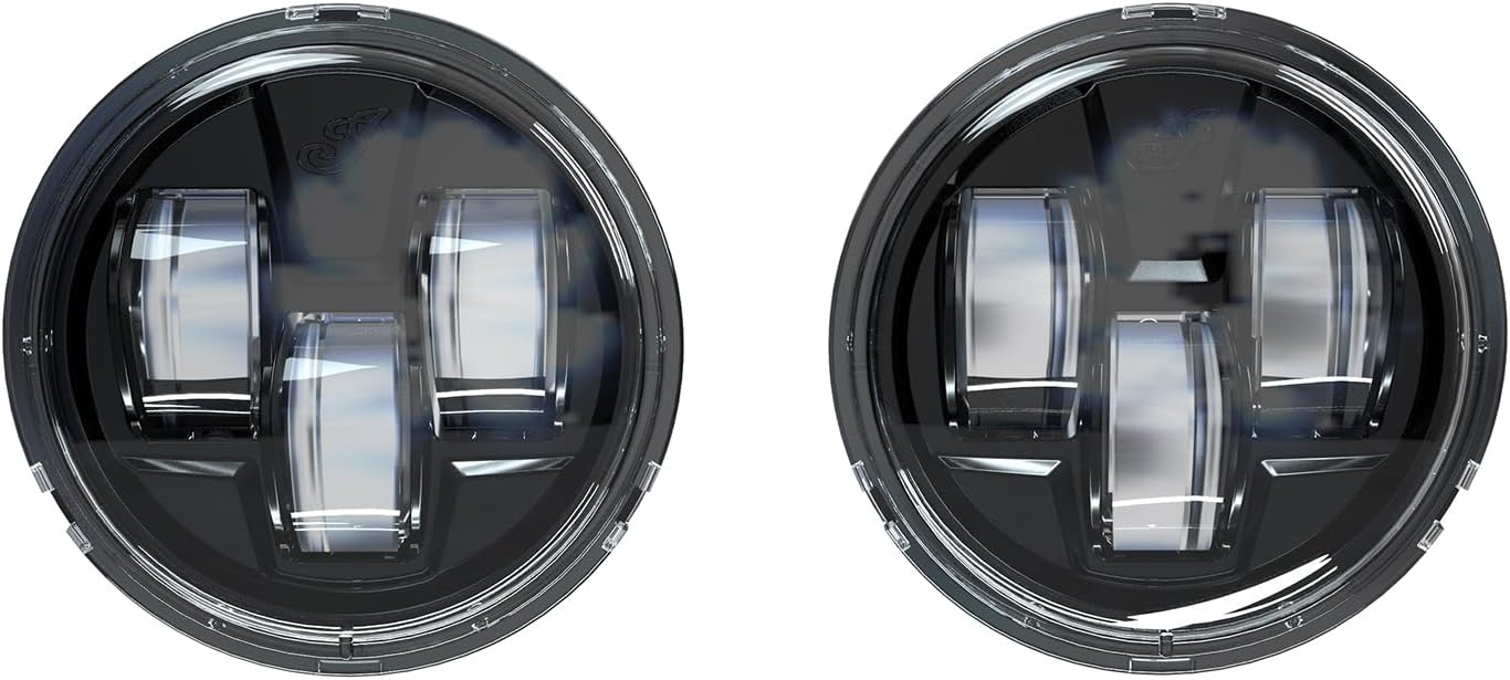 Indian Motorcycle Driving Light Pathfinder S LED, Pair for Specific Challenger Chief, Chase Dark Horse, Roadmaster Limited Edition, Gloss Black, 3.5" Size - 2884708-266