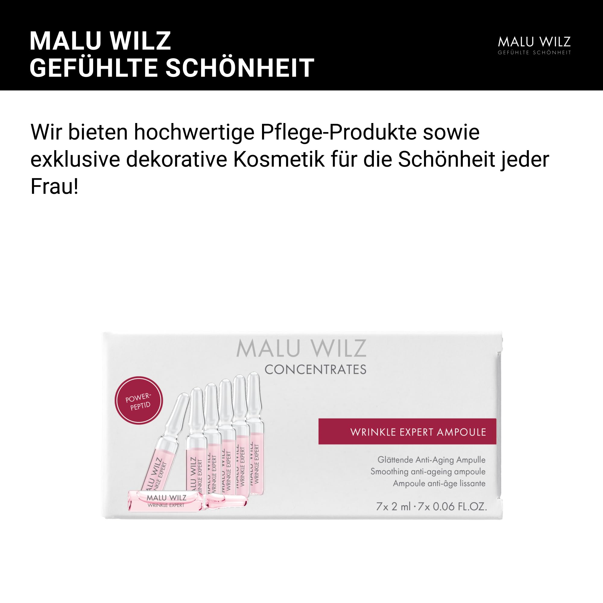 Malu Wilz Wrinkle Expert Ampoule Set 7x2ml, vegan - Ampullen Gesicht Pflegeformel gegen Fältchen & Linien - Anti Falten Gesichtspflege für glatte, straffe Haut