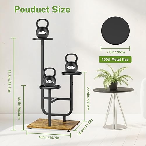 Miniatura 3 de iDavosic.ly Soporte para plantas de 3 niveles para interiores, estante esquinero con múltiples niveles para flores con bandejas de metal, estante de