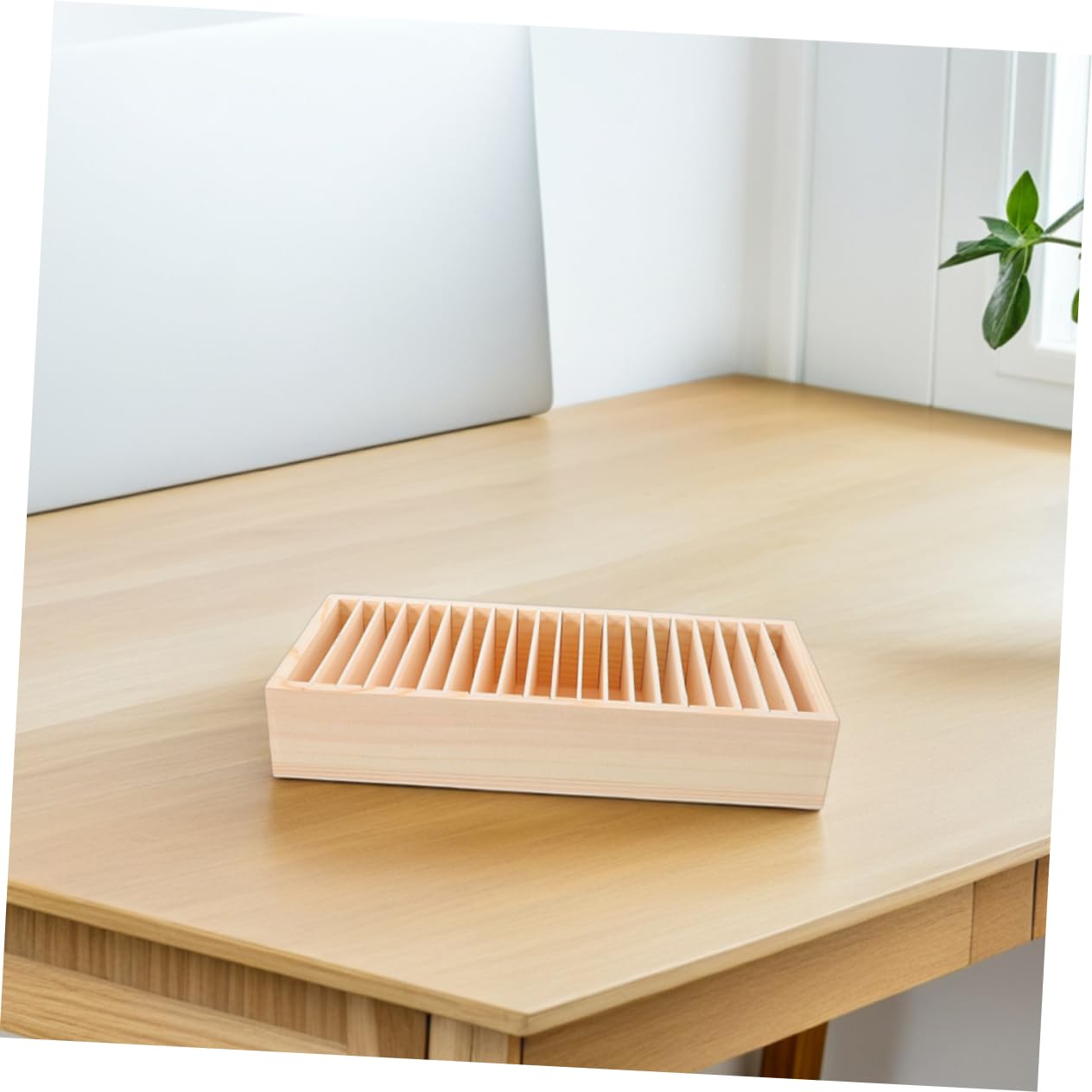Veemoon Organiseur De Cartes En Bois Multi-compartiments 2 Pièces, Boîte Détachable Pour Rangement Bureau, Porte-cartes De Visite Et Accessoires Personnels