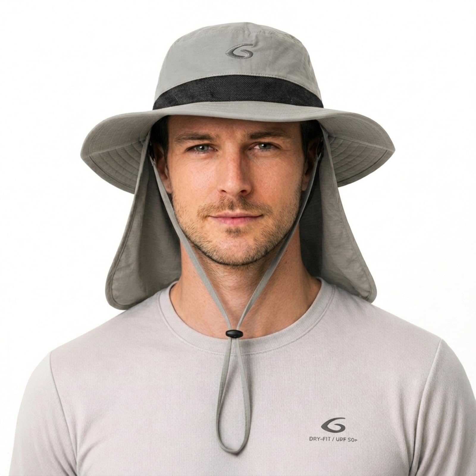 TOP-EX UVCoolix Sombrero de sol refrescante con protección para el cuello UPF 50+ de ala ancha, sombrero de pesca para hombre y mujer, al aire libre, senderismo, pesca, viajes