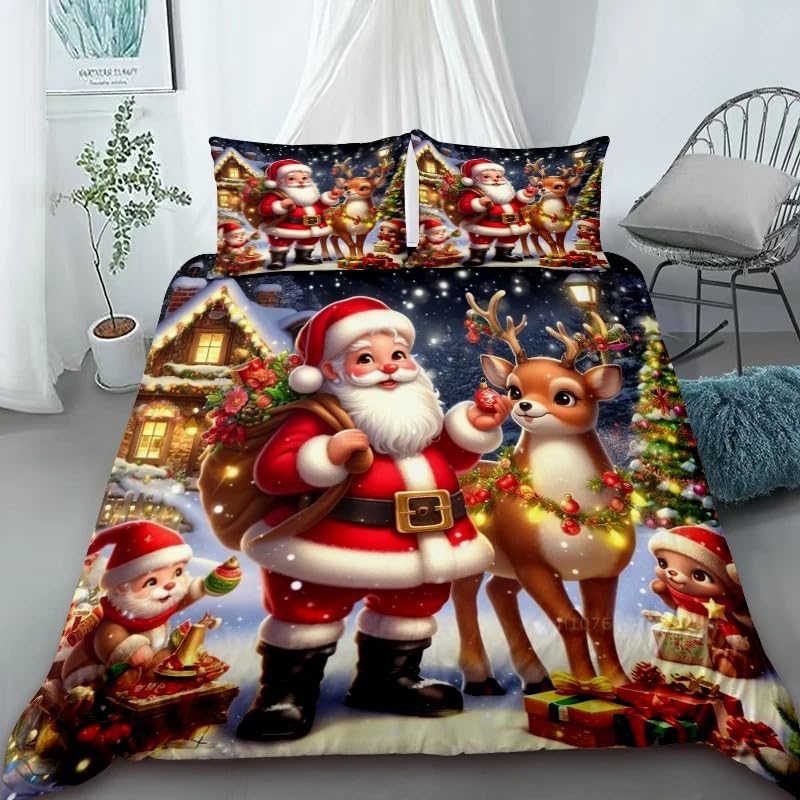 WeihnachtsBettwäsche Weiß Bunt Weihnachtselch Stern Bettwaren-Sets...