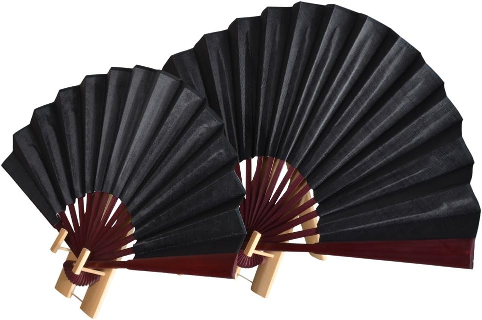 Gent House Chinese Japanese Folding Handheld Fan-Twins Pack Decorative Fans with Smooth Silk Ancient Royal Style Pouch-for Men Women Vintage Retro Wedding Party