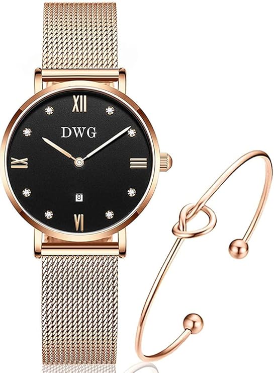 Amazon Com Women S Analog Quartz Rose Gold Watch With Stainless Steel Mesh Strap Ladies Watch Simple And Elegant With Bracelet Clothing Shoes Jewelry