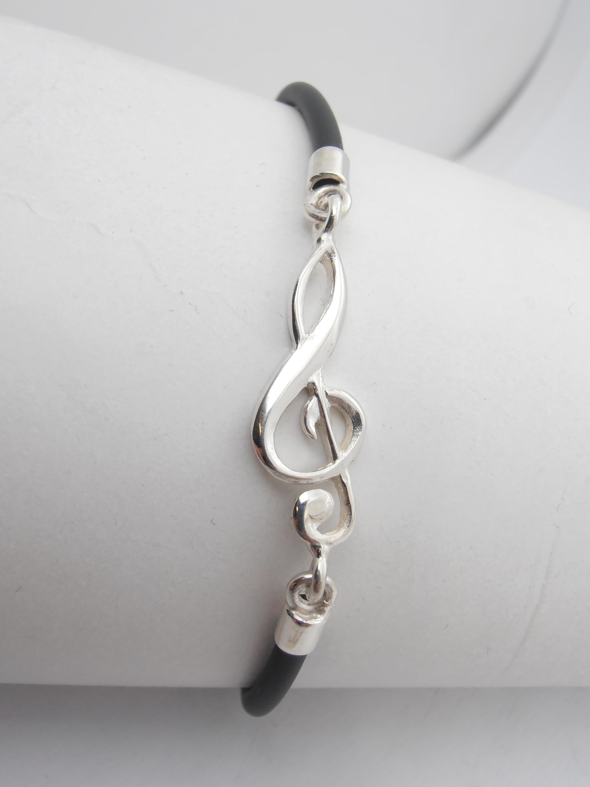 Chiave di Violino : Braccialetto in Argento 925 e Caucciù - Bracciale con Chiave di Sol - Musica - Musicista
