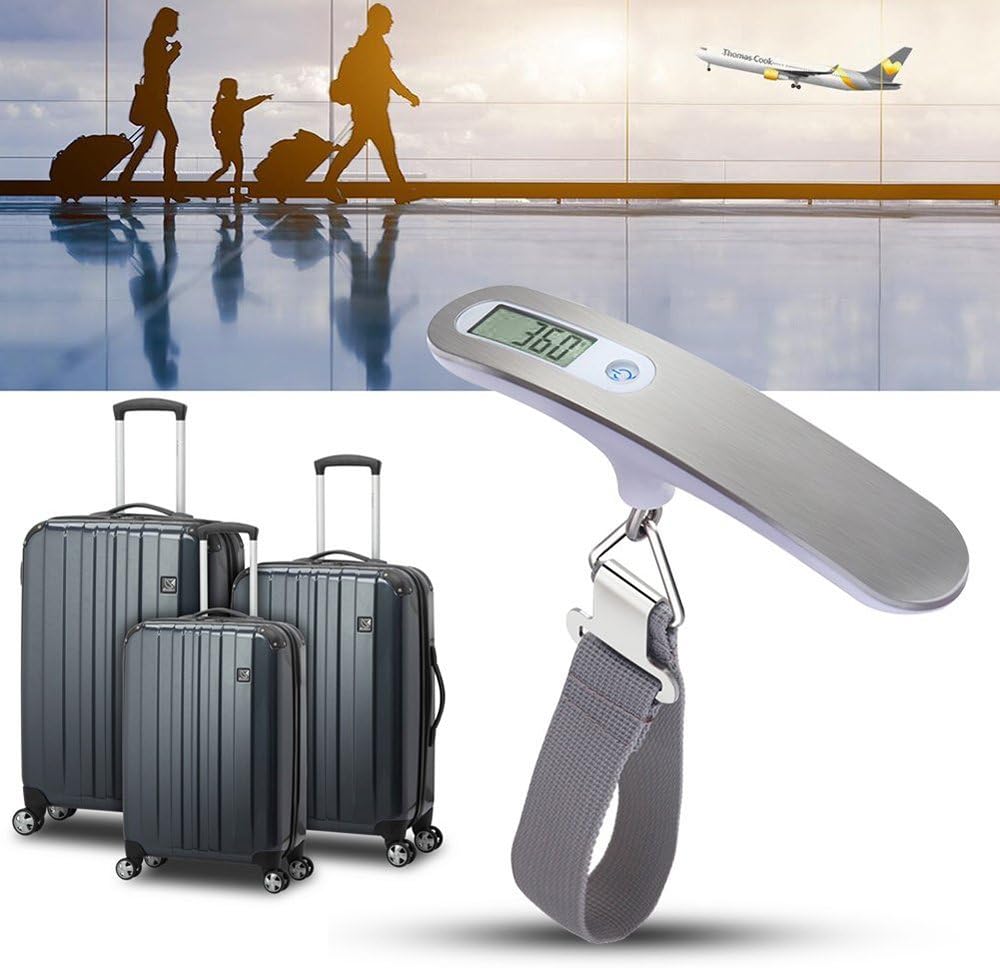 QUMOX 2X High Precision Digital Travel Scale for Suitcase Luggage Weight 110lb 50KG Capacity, Heavy Duty Hanging, Silver : Clothing, Shoes & Jewelry