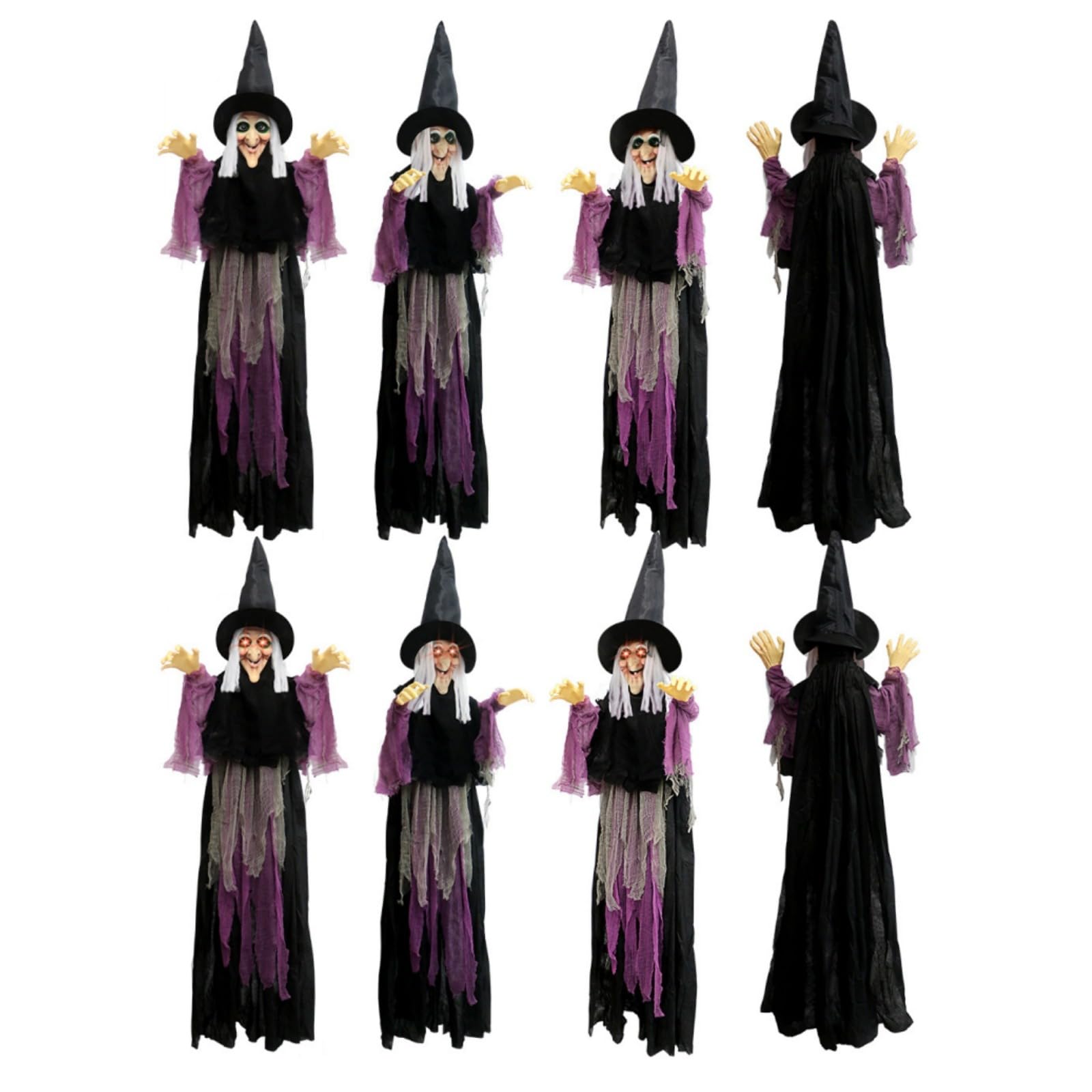 Decoración De Brujas De Halloween,180cm,Muñeca Bruja con Sensor De Movimiento Y Ojos LED Parpadeantes,Decoración Terrorífica para Exteriores De Vac Ciones para Que Proyectan Una Inquieta