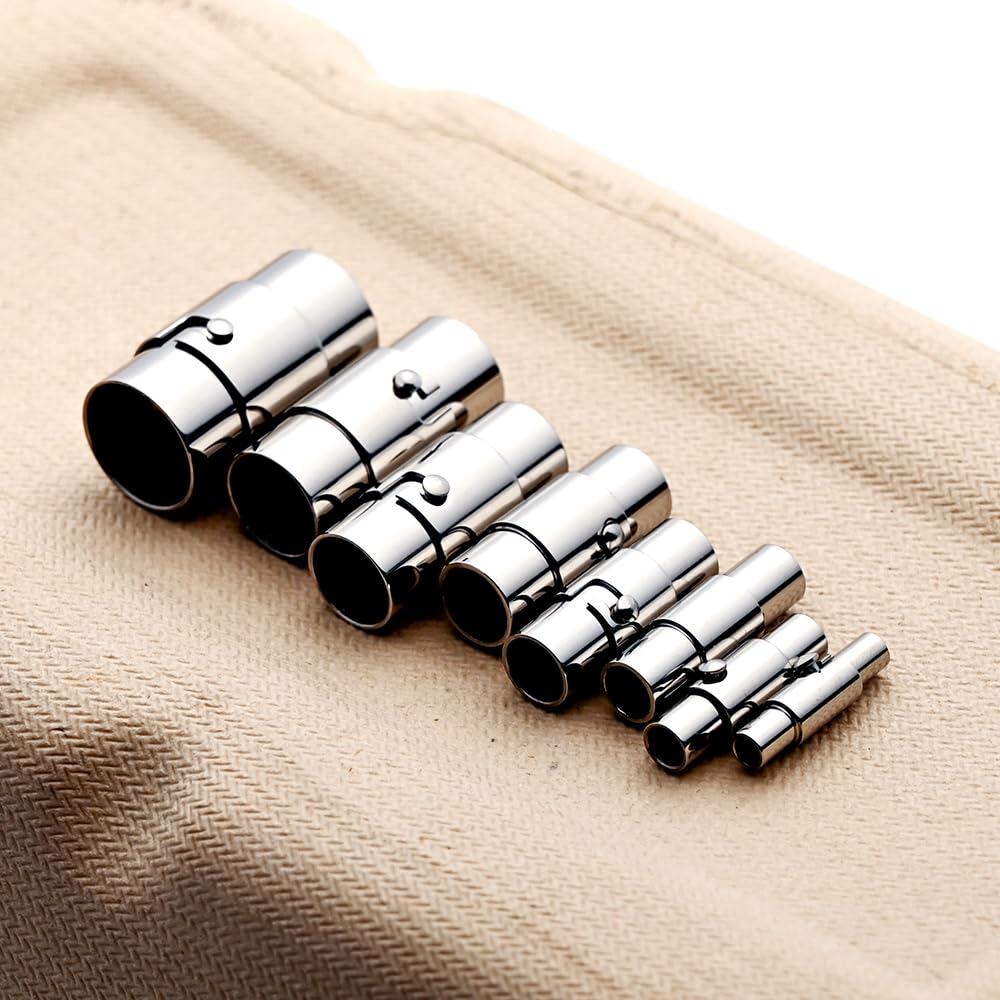 2 Stück 2–10 mm starke magnetische Sicherheitsverschlüsse aus Edelstahl, passend für runde Lederschnur, Armbandverbinder, Schmuckherstellung, Schwarz, Lochdurchmesser 8 mm, Goldlochdurchmesser 5 mm
