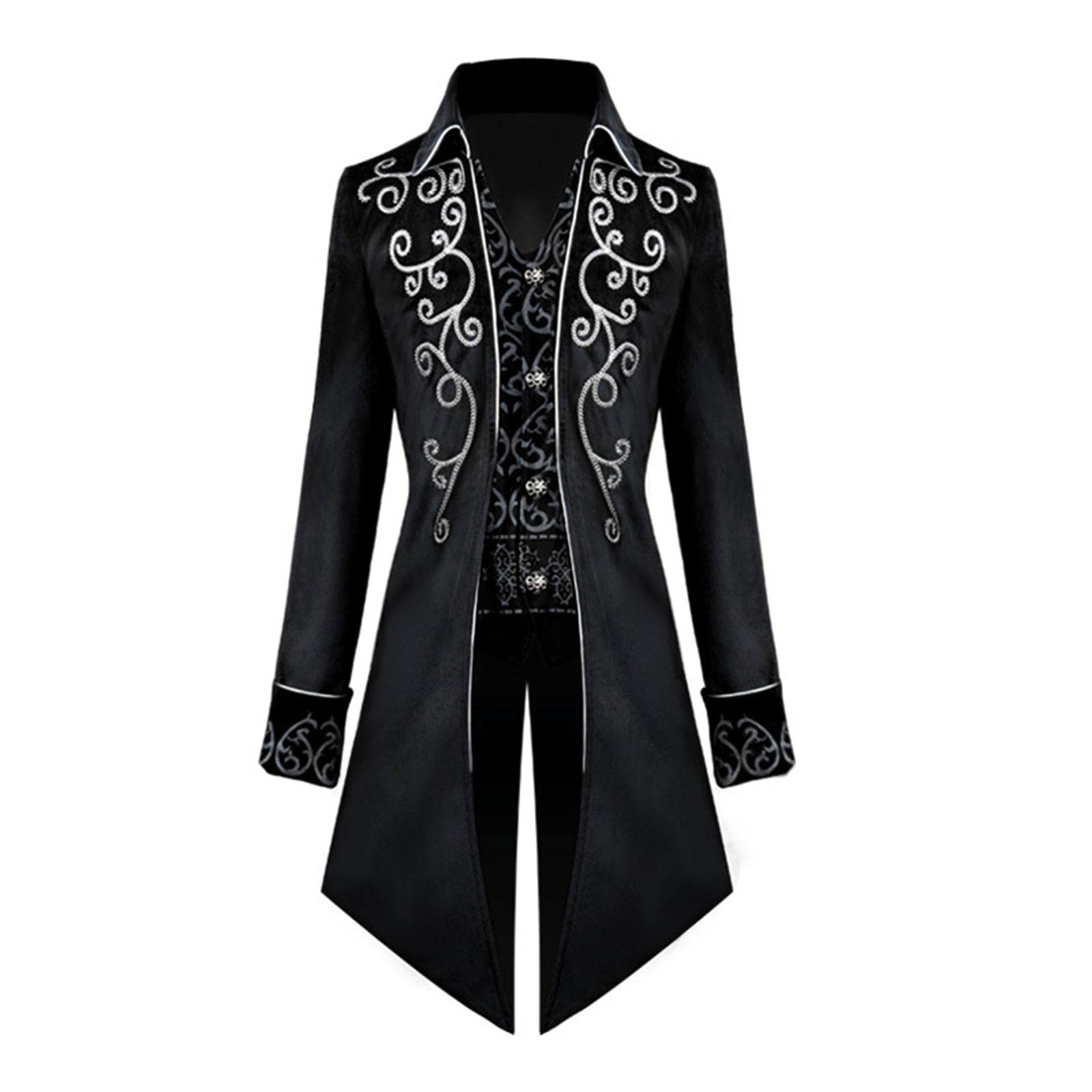 Medieval Tailcoat Cosplay Steampunk Chaqueta Vintage Uniforme Aristócrata Abrigo Largo con Solapa Estilo Renacimiento Poliéster Adecuado para Bodas Fi, Rojo, M