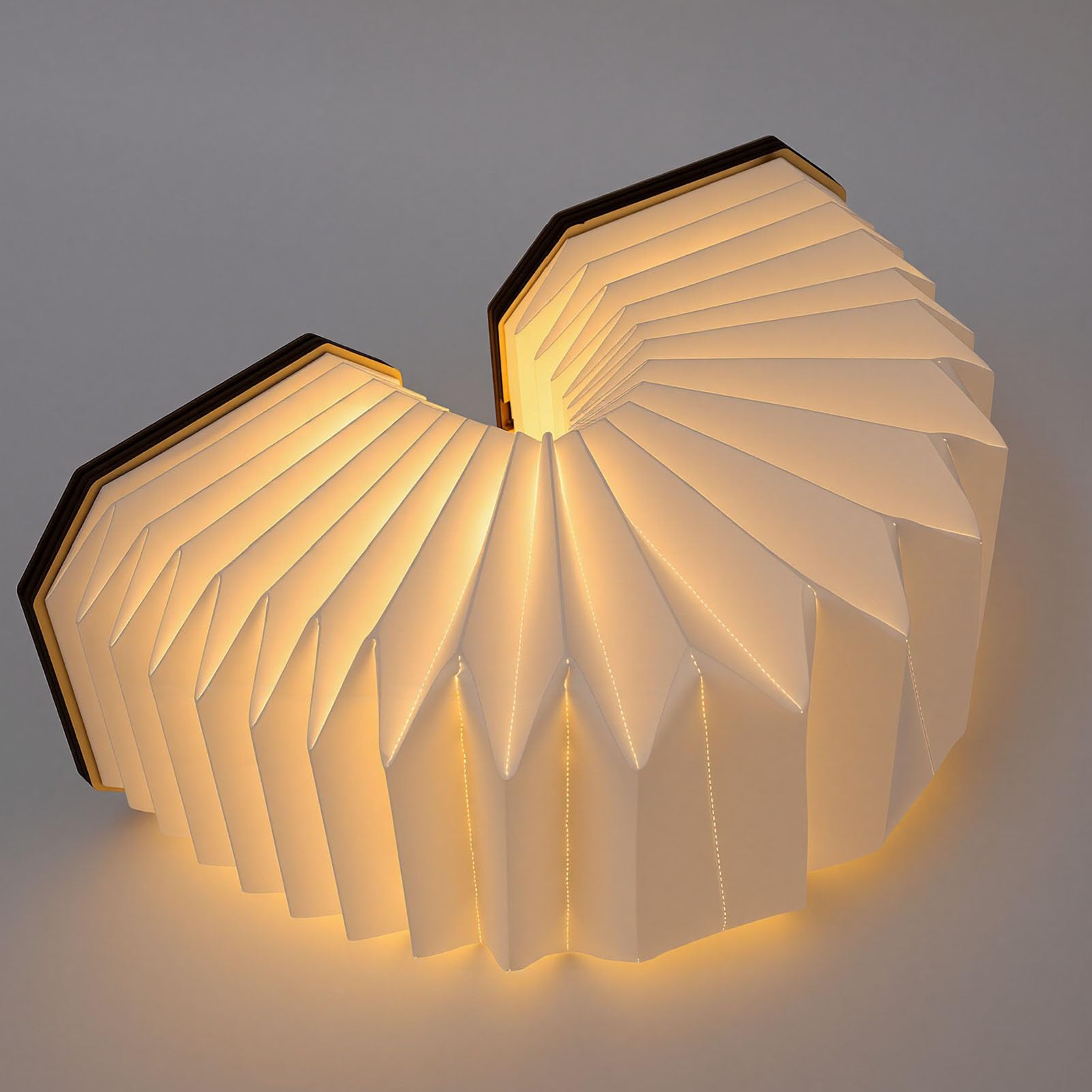 Karlak Lámpara de Libro de Madera, Luz Lectura Portátil Recargable 2,5 W para Dormir y Viajar, Diseño Acordeón Plegable (Nogal negro)