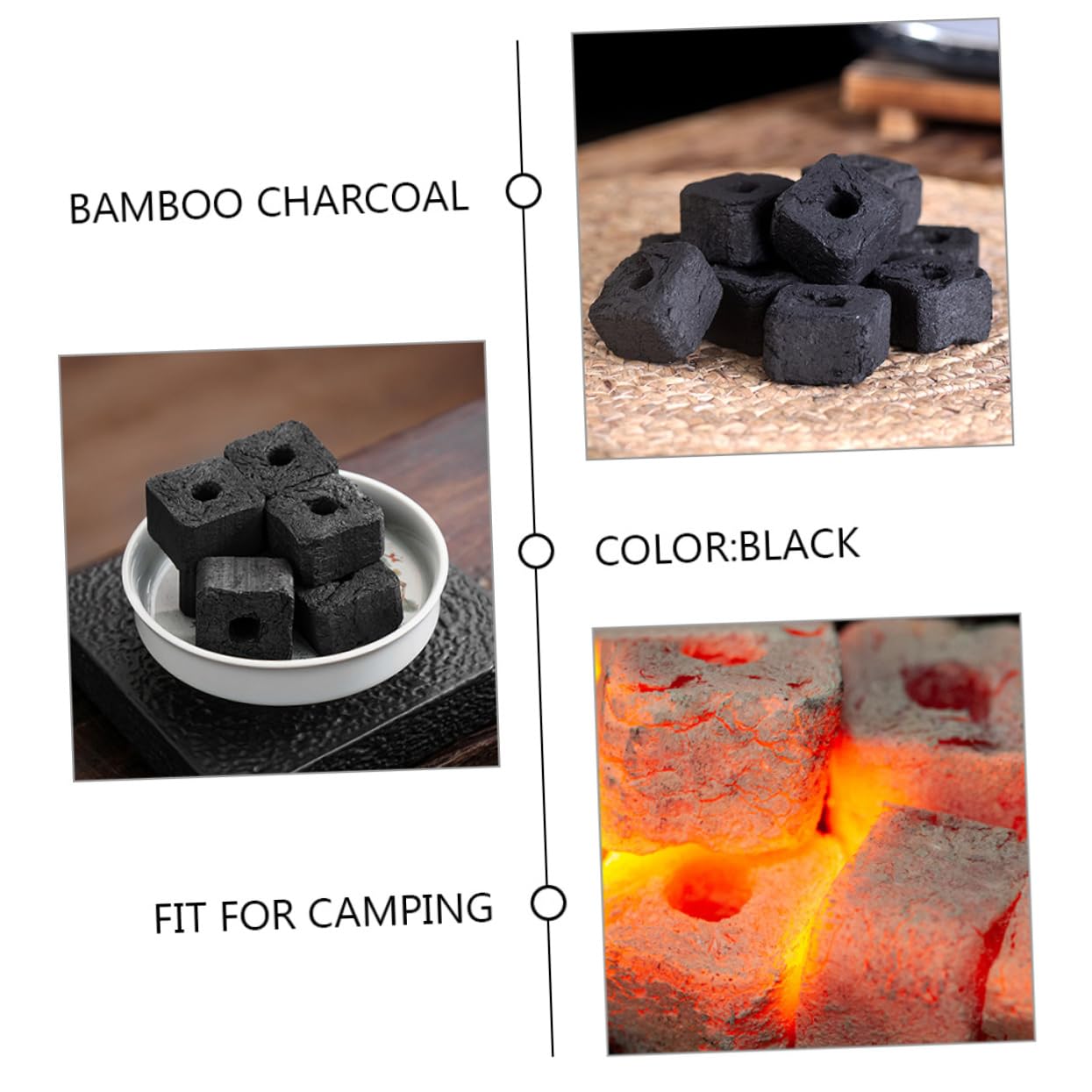 Kisangel Carbón Vegetal Multifuncional Bolsa de 500g de Bambú para Cocinar y Uso Prolongado Carbón Ecológico Negro para Barbacoa y Sauna