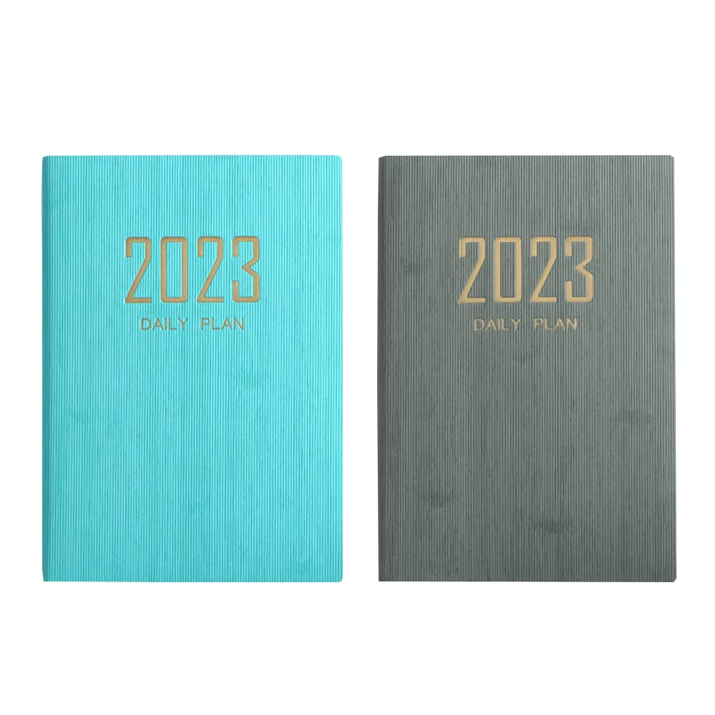 Juego de 2 planificadores semanales, libros de diario 2023, libros de calendario de papeles gruesos de tapa blanda, planificadores fechados con diseño de textura, 14,5 x 20,8 cm