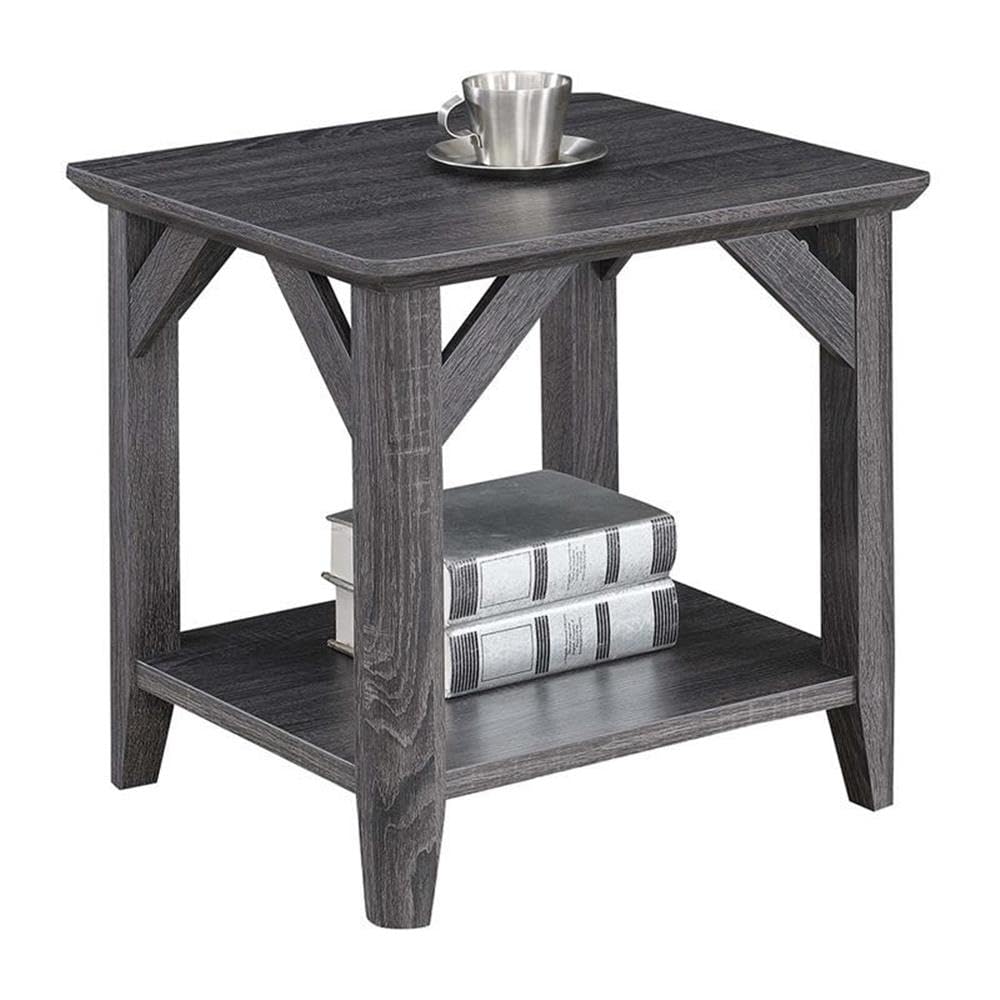 Convenience Concepts Winston End Table 22" - Farmhouse, Rustic Side Accent with Storage Shelf for Traditional Living & Family Room, Weathered Gray