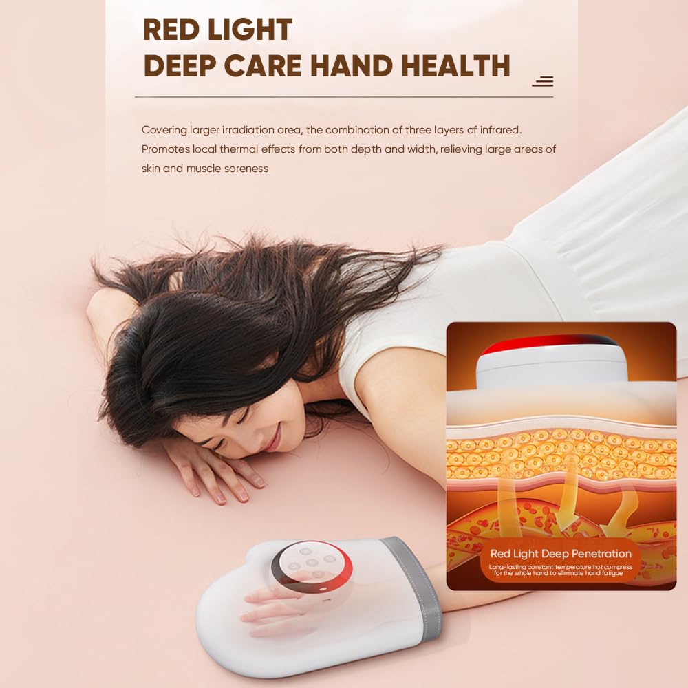 Masseur Électrique pour les Mains, Masseur de main intelligent avec soulagement de la compression de la chaleur, 3 Modes Et 5 Niveaux D'intensité, pour l’arthrite et le soulagement du canal carpien