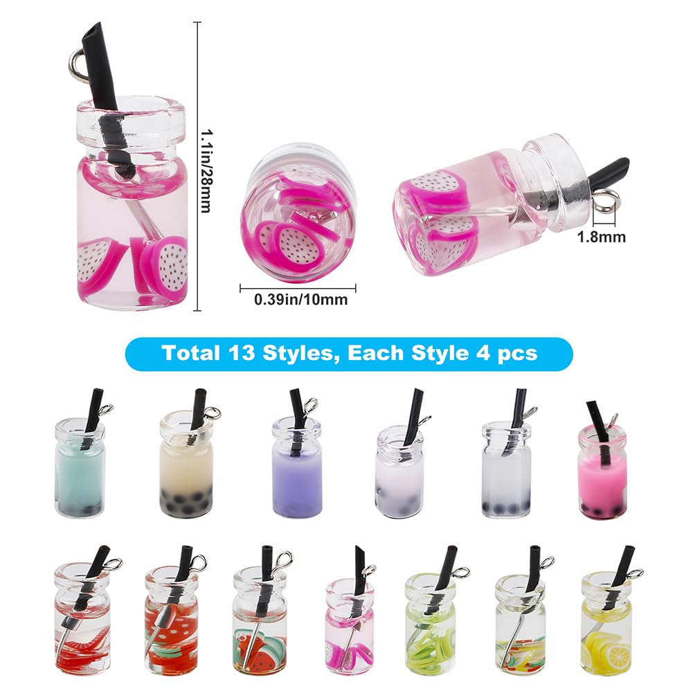 SUNNYCLUE 1 boîte de 36 porte-clés en PVC transparent avec perles et thé au lait - Pour fabrication de bijoux